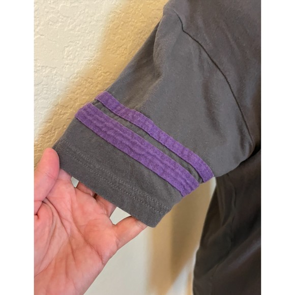 Gray and Purple Ringer Tee with Studded Cross-Sz L - Picture 4 of 9